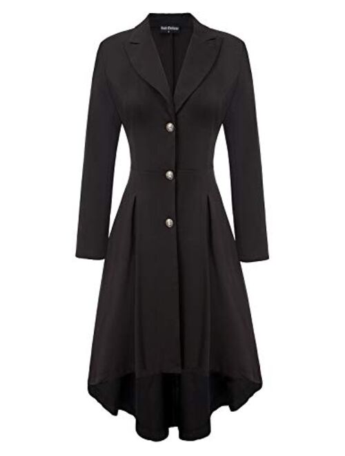 Scarlet Darkness Women Gothic Asymmetrical Coat Long Sleeve Ruffle High-low Coat