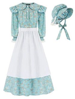 Girls Pioneer Colonial Dress Prairie Costume Dress