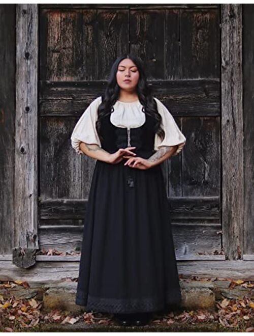 Scarlet Darkness Long Maxi Skirts for Women Elastic High Waist Drawstring Renaissance Skirt with Pockets