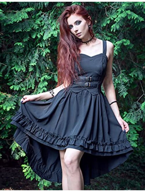 Scarlet Darkness Renaissance Dress for Women Hi-Low Hem Gothic Steampunk Dresses