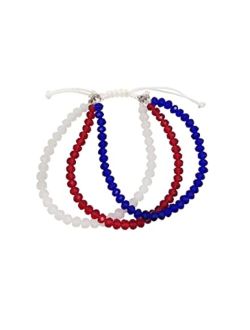 CEYIYA American Flag Bracelets for Women - Red White Blue Beadeds Bracelet Patriotic 4th of July Independence Day Gift