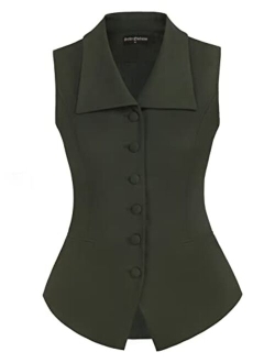 Women Victorian Vest with Pockets Dressy Vintage Waistcoat Vest