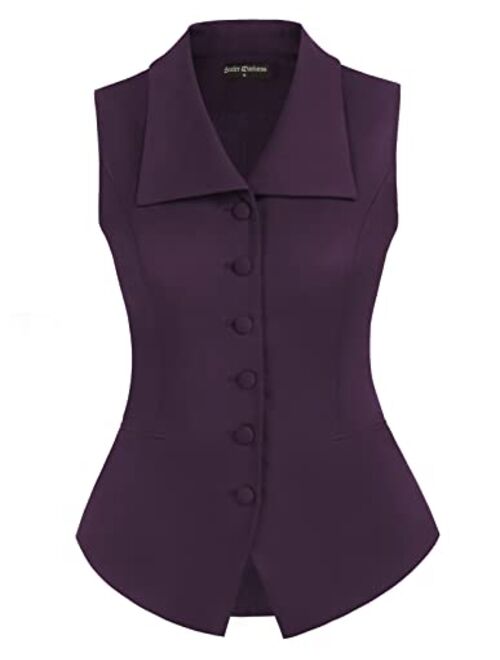 Scarlet Darkness Women Victorian Vest with Pockets Dressy Vintage Waistcoat Vest