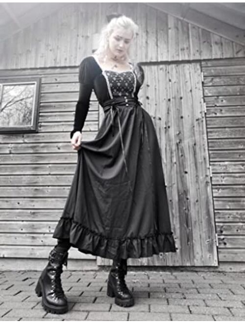 Scarlet Darkness Women Maxi Skirt Vintage Edwardian High Waist A Line Victorian Long Skirt
