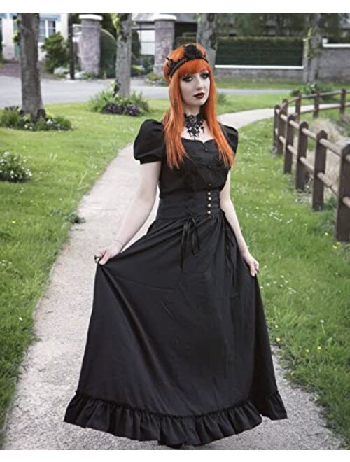 Scarlet Darkness Women Maxi Skirt Vintage Edwardian High Waist A Line Victorian Long Skirt
