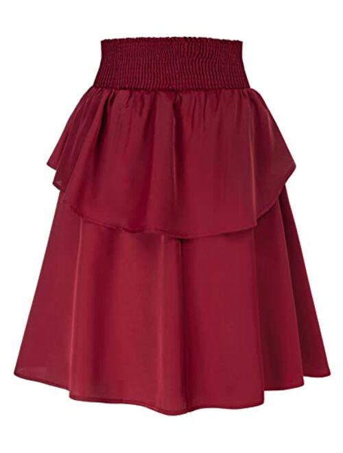 Scarlet Darkness Tiered Ruffle Skirts for Women Medieval Steampunk Midi Skirt