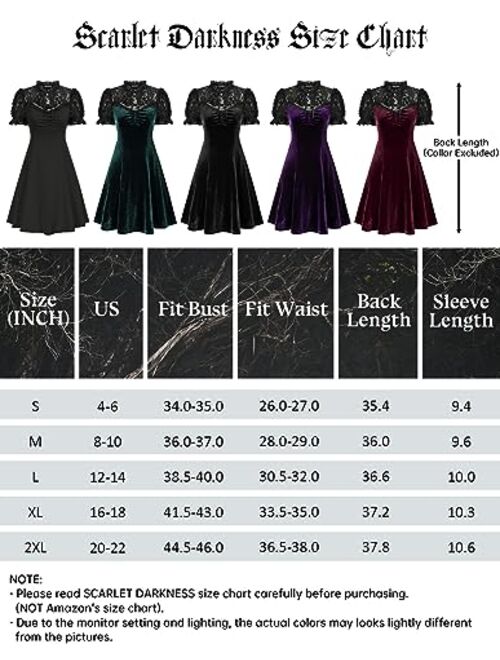 Scarlet Darkness Women Lace Gothic Dress Puff Sleeve Cocktail Party Skater Dress