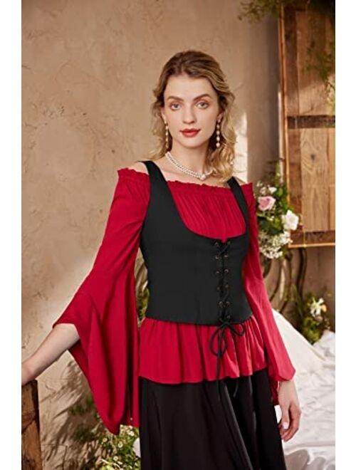 Scarlet Darkness Women Renaissance Lace Up Vest Vintage Dressy Vest Tuxedo Suit Waistcoats