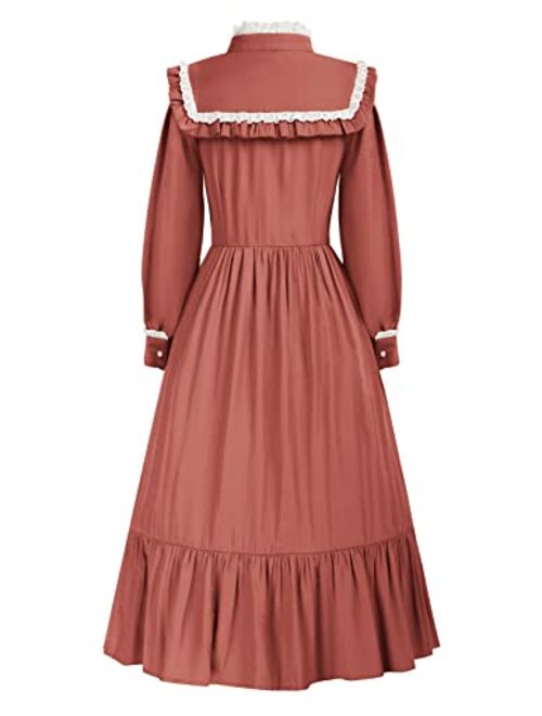Scarlet Darkness Pioneer Dresses for Kid Girls Colonial 1800s Victorian Costumes