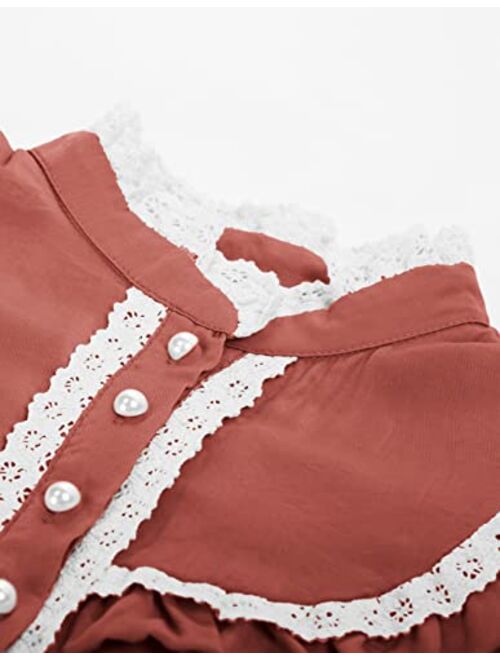 Scarlet Darkness Pioneer Dresses for Kid Girls Colonial 1800s Victorian Costumes