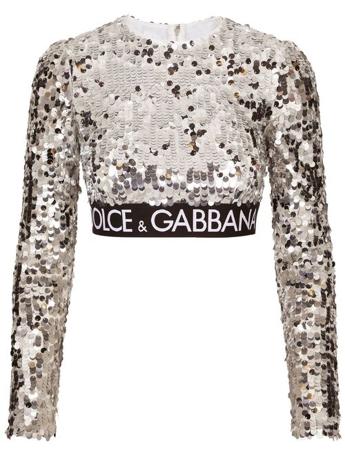 Dolce & Gabbana cropped sequin-embellished top