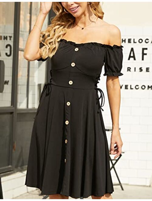 Scarlet Darkness Women's Summer Skater Dress Stretchy Off Shoulder Pirate Dresses