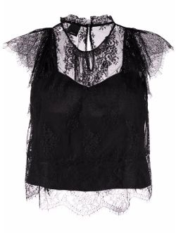 cap sleeve floral lace blouse