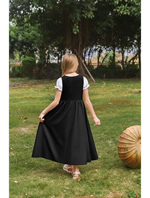 Scarlet Darkness Girls Renaissance Dress Medieval Princess Child Dress Up Costume Two Piece Set 6-12Y