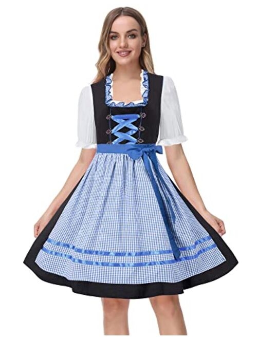 Scarlet Darkness Women's 3 Piece German Dirndl Dress Costumes For Bavarian Oktoberfest Carnival