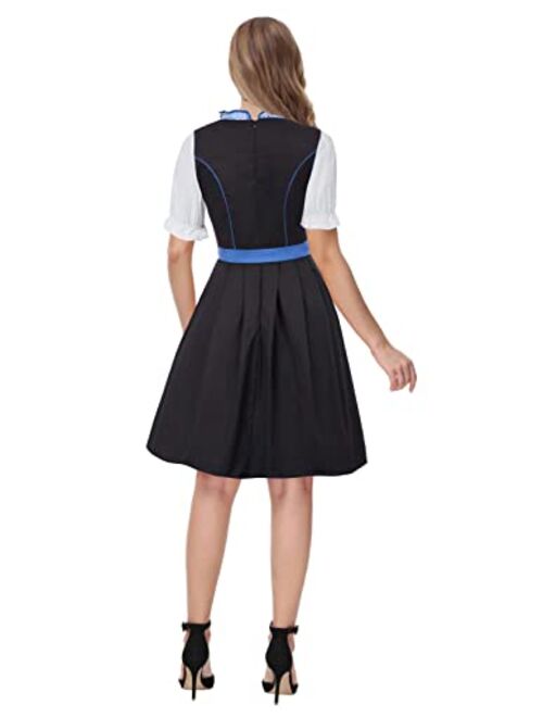 Scarlet Darkness Women's 3 Piece German Dirndl Dress Costumes For Bavarian Oktoberfest Carnival