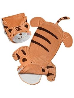 Cozysnugz Cozy Tiger Animal Tail Blanket for Kids Soft and Comfortable Kids Sleeping Bag Sleep Sacks Blankets for Movie Night, Sleepovers, Camping and More - Fits Boys an