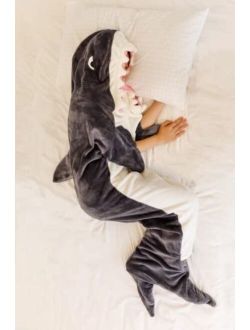 HOIDKET Shark Blanket Super Soft Cozy Flannel Wearable Blanket Hooded Shark Sleeping Bag Tail Blanket for Kids Shark Cosplay Gifts (Shark, 59'' H x 24'' W (Fit for Height