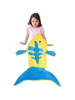 Catalonia Kids Flounder Blanket, Hooded Wearable SnuggleTail Blanket, Super Soft Plush Sleeping Bags for Children Boys Girls, Gift Idea