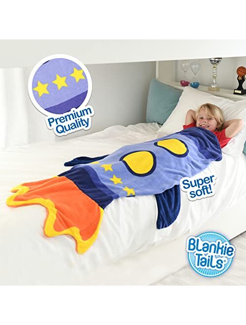 Blankie Tails | Rocket Wearable Blanket - Double Sided Super Soft and Cozy Minky Fleece Blanket, Machine Washable, Perfect for Gifts, Sleepovers, and Daily Use for Kids, 