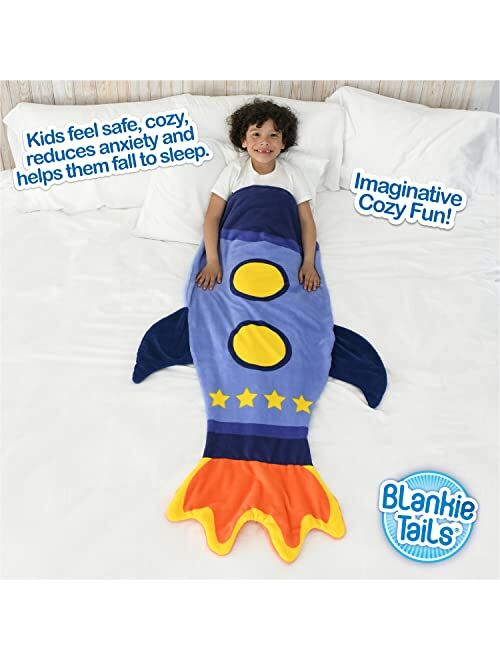 Blankie Tails | Rocket Wearable Blanket - Double Sided Super Soft and Cozy Minky Fleece Blanket, Machine Washable, Perfect for Gifts, Sleepovers, and Daily Use for Kids, 