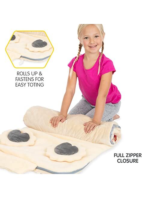 Bixbee Kids Sleeping Bag, Soft Sleepy Sack for Kids & Toddlers | Easy Roll Up Design for School, Daycare + Naptime, 60 x 22 Inches | Cozy Slumber Bag w Lining for Girls +