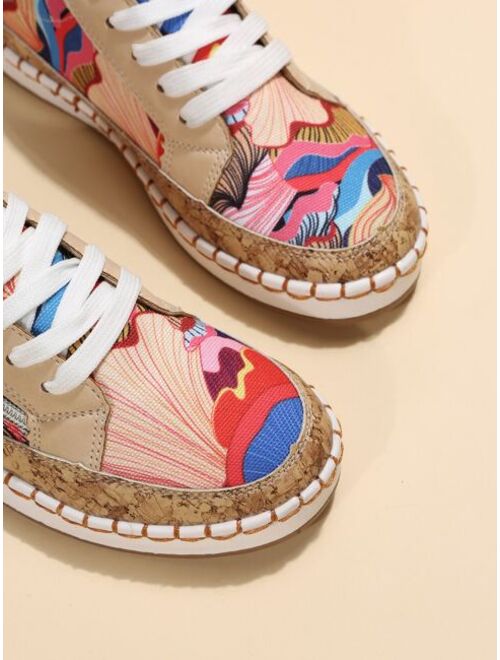 JessyWell Shoes Color Block Zipper Decor Lace-up Front Skate Shoes