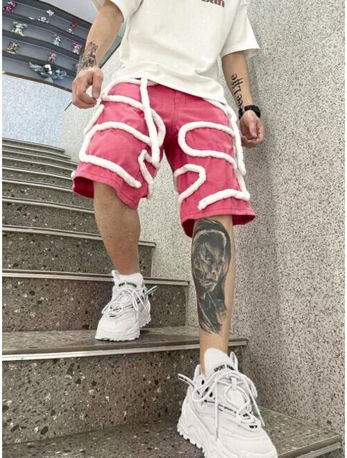 Buy Shein Men Fuzzy Rope Detail Denim Shorts online Topofstyle