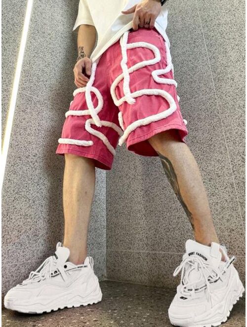 Buy Shein Men Fuzzy Rope Detail Denim Shorts online Topofstyle