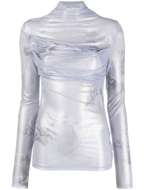 Off-White twist-effect shiny top