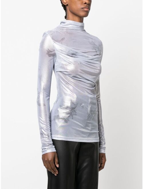 Off-White twist-effect shiny top