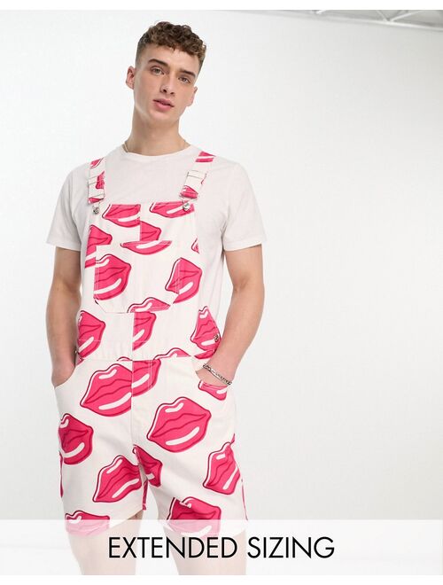 ASOS DESIGN short overalls with all over print