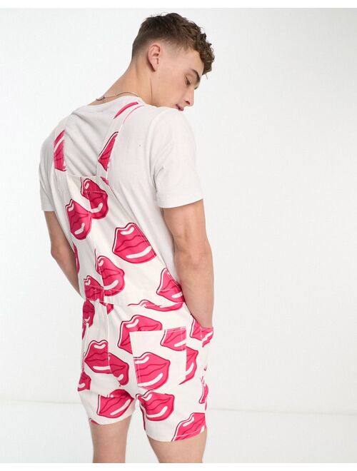 ASOS DESIGN short overalls with all over print