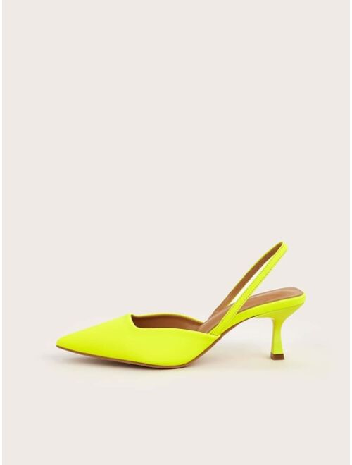 Meipinfang Neon Green Point Toe Slingback Pumps