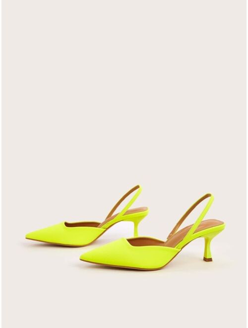 Meipinfang Neon Green Point Toe Slingback Pumps