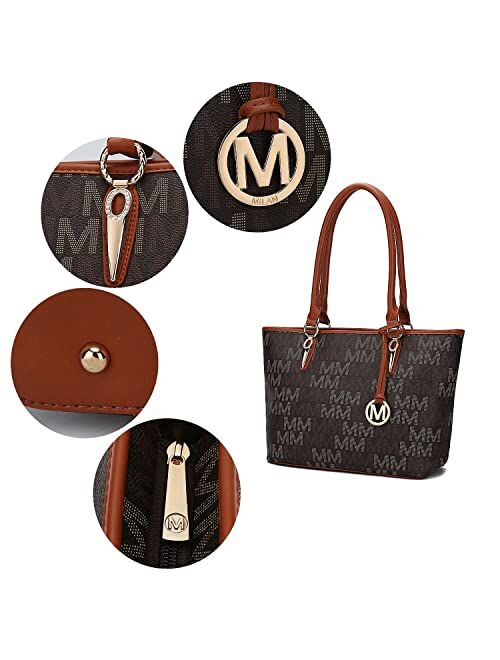 Mkf Collection MKF Shoulder Bags for Women Small Tote Handbag Crossbody bag & Wristlet Purse Top Handle PU Leather 4-pcs Set Pocketbook