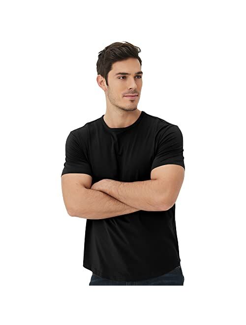 netdraw Men's Ultra Soft Bamboo T-Shirt Curve Hem Lightweight Cooling Long/Short Sleeve Casual Basic Tee Shirt