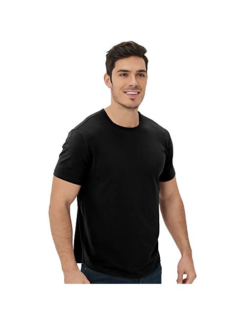 netdraw Men's Ultra Soft Bamboo T-Shirt Curve Hem Lightweight Cooling Long/Short Sleeve Casual Basic Tee Shirt