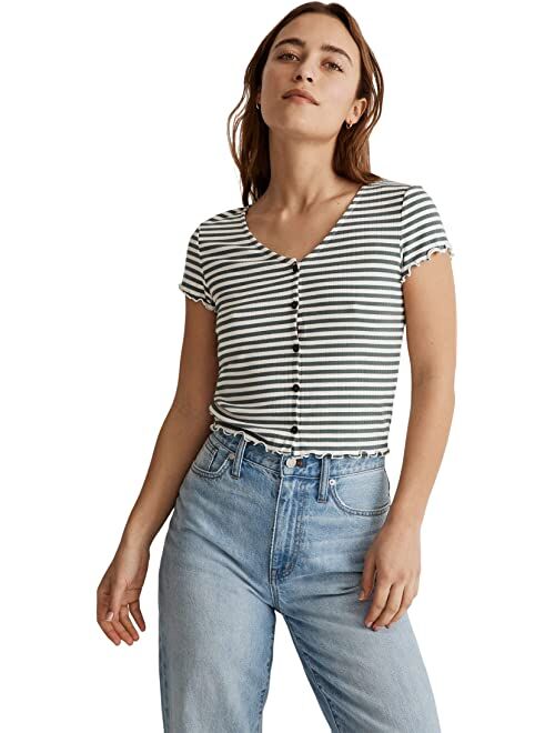 Madewell Maya V-Neck Button Front Tee