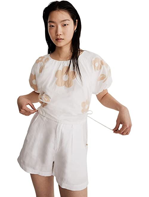Madewell Embroidered Jewel Top - Crinkle Poplin