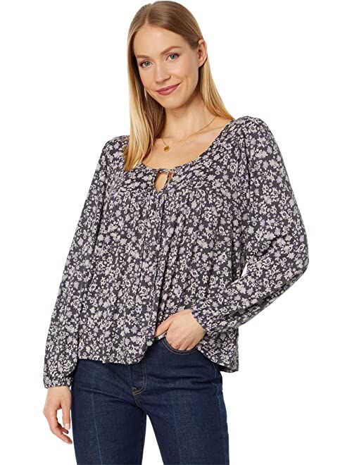 Lucky Brand Printed Tie Front Top