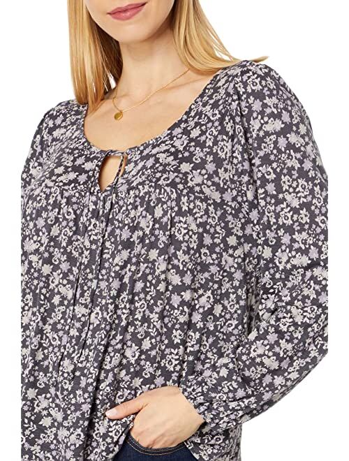 Lucky Brand Printed Tie Front Top