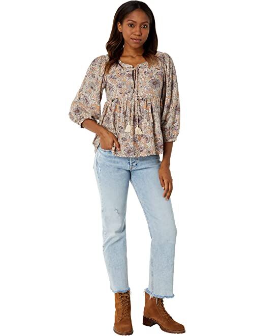 Lucky Brand Printed Peasant Blouse