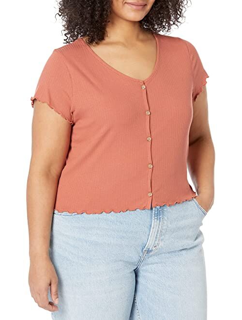 Madewell Maya V-Neck Button Front Tee