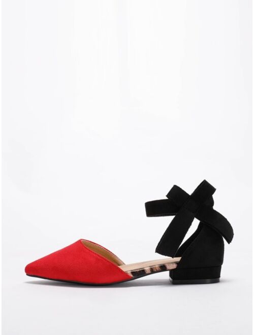 MeizuGold Two Tone Point Toe Ankle Strap Flats