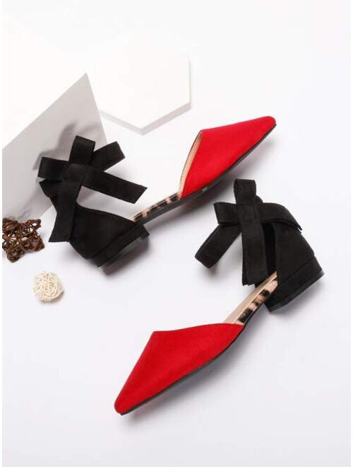 MeizuGold Two Tone Point Toe Ankle Strap Flats