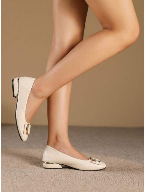 Shein Elegant Ballet Flats For Women, Metal Decor Slip-on Flats