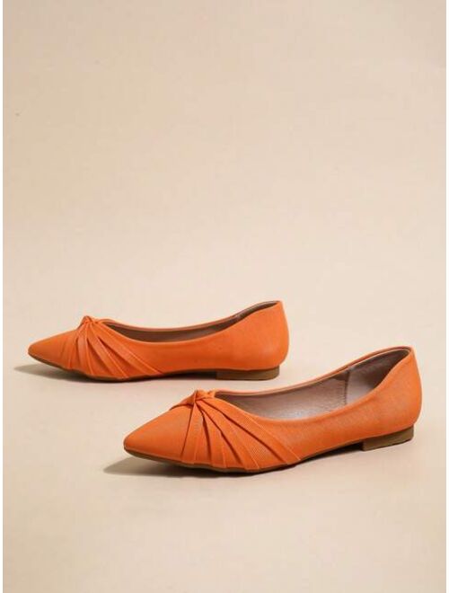 KAILAIDENG Shoes Women Knot Decor Point Toe Flats, Fashion Summer Ballet Flats