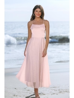 X Madison Women's Beach Wedding Honeymoon Organza Tie Back Maxi Dress Flowy A-line Dresses