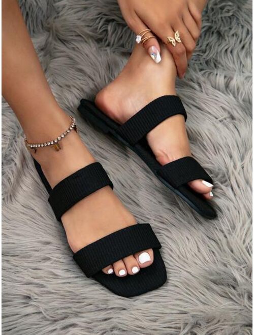 Cosy Zone0 Women Minimalist Double Strap Slide Sandals, Polyester Elegant Sandals